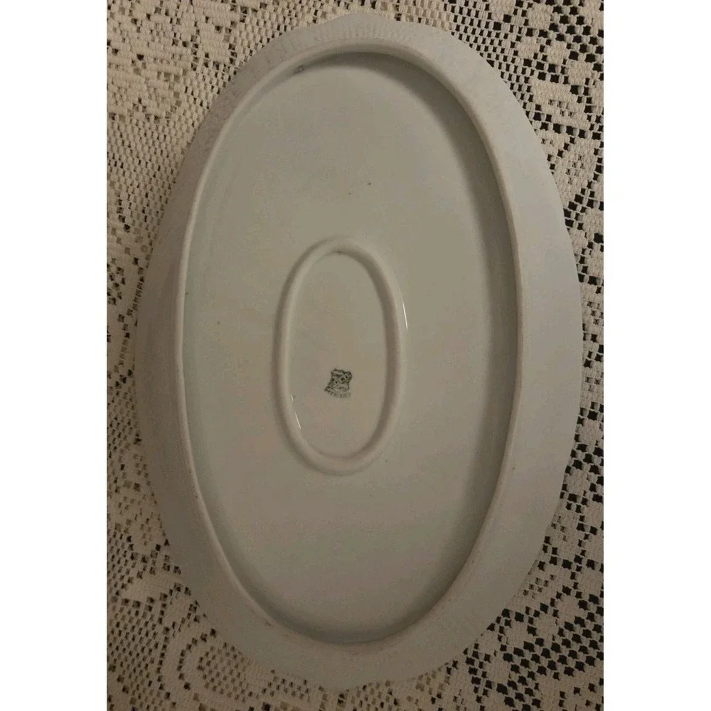 Weimar Germany Antique Platter Porcelain Pink & Green‎ Understated Elegance